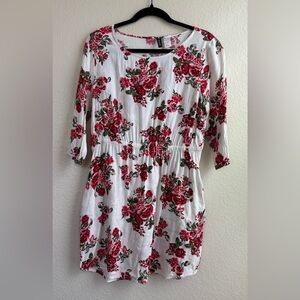 H&M Divided Red and Green Floral Dress